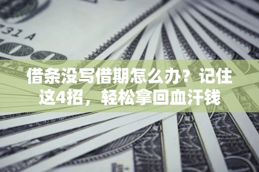 武汉借条没写借期怎么办？记住这4招，轻松拿回血汗钱